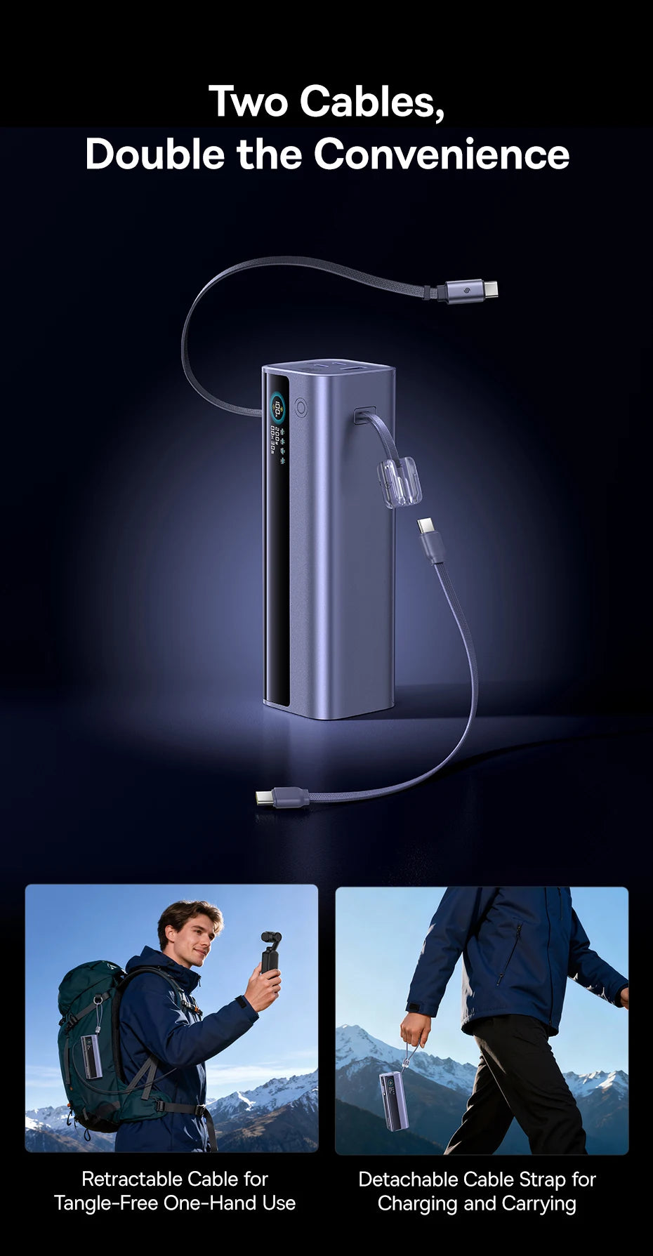 200W 25000mAh Fast Charging Power Bank with Retractable Cables - 14