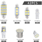 42 Piece 12V LED Interior Car Light Bulb Kit T10 and 1156 Assortment