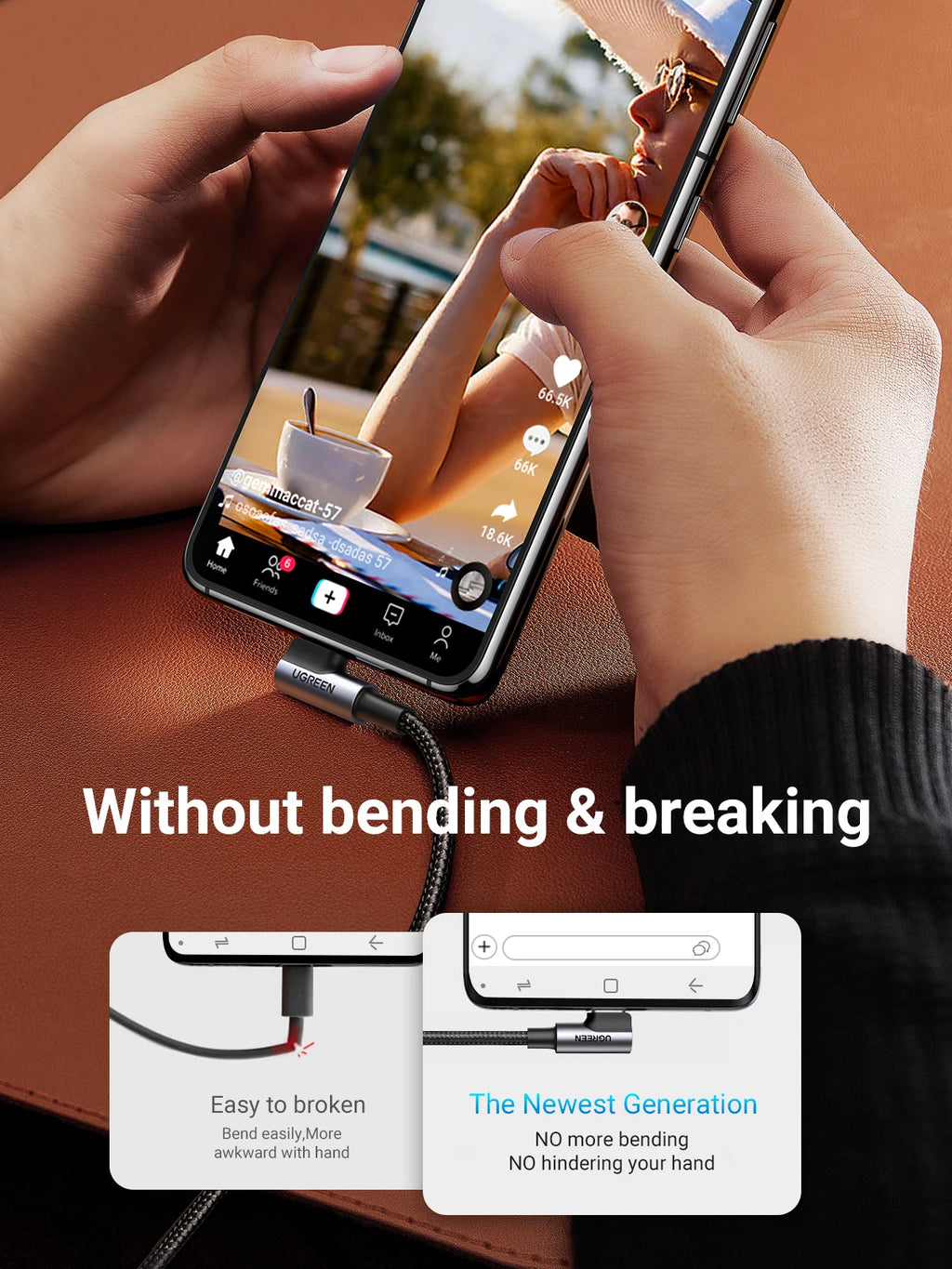 90 Degree Right-Angle USB-C Fast Charging Data Cable