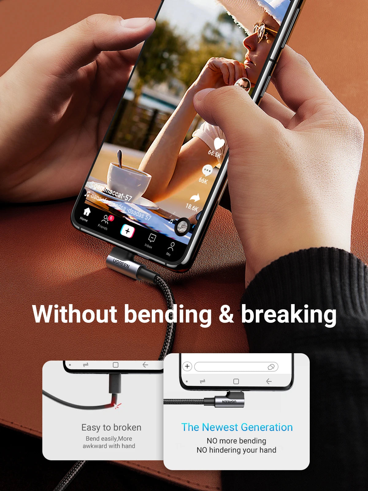 90 Degree Right-Angle USB-C Fast Charging Data Cable