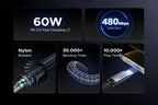 60W USB-C to USB-C Fast Charging and Data Sync Cable