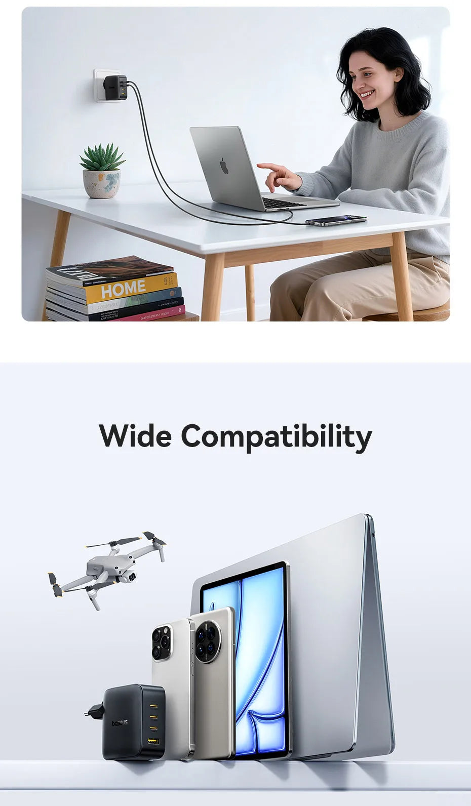140W GaN Fast Wall Charger for Laptops and Smartphones