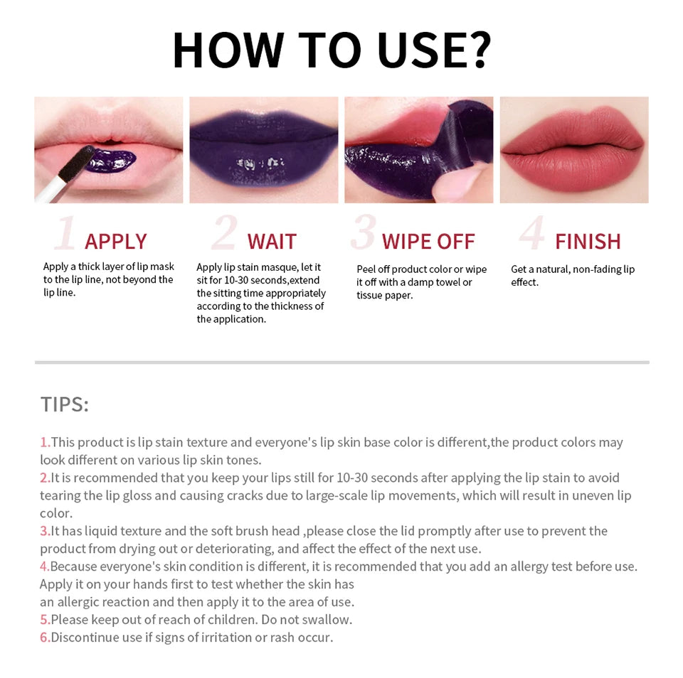 Waterproof Peel-Off Lip Stain Matte Tint - 15