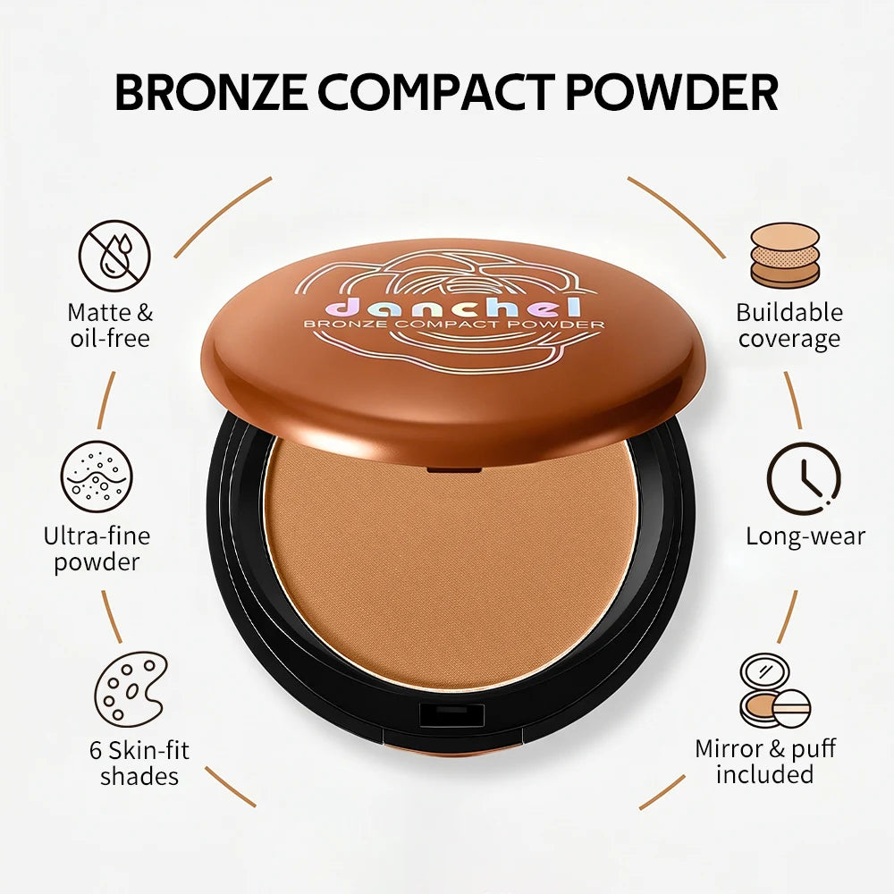 Matte Bronzer Compact Powder for Natural Sun-Kissed Glow