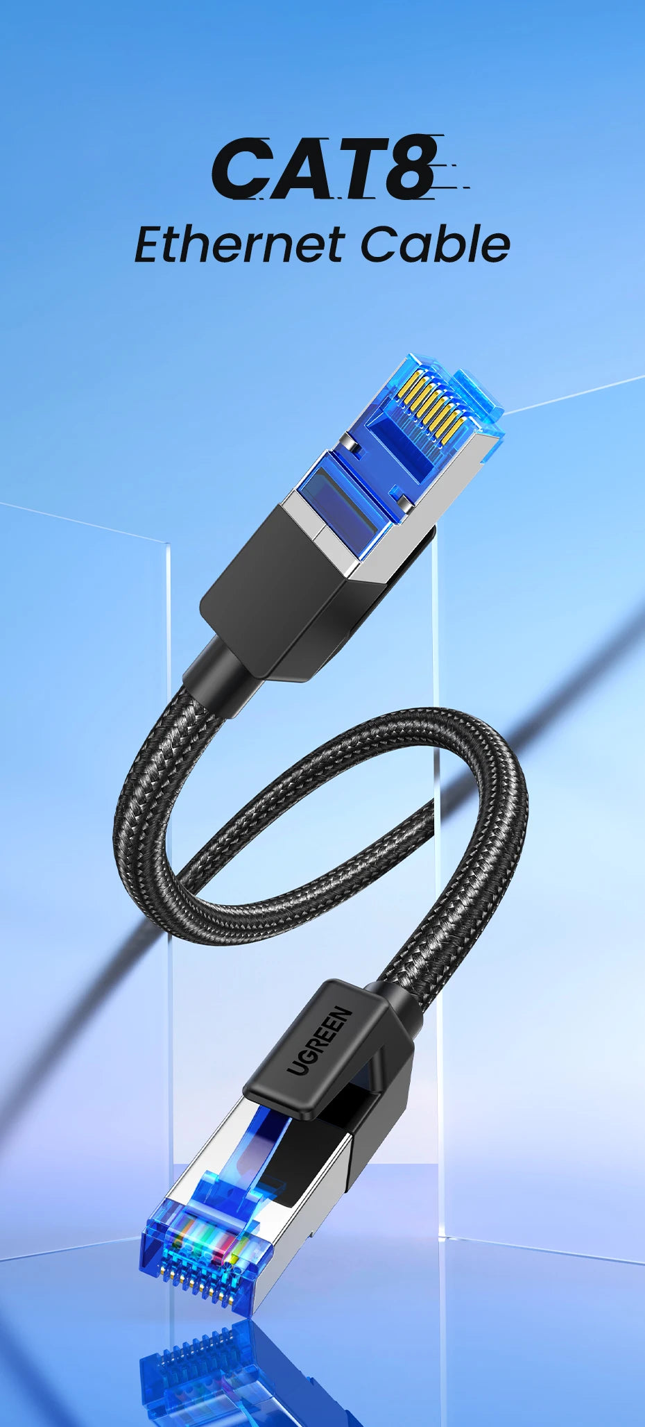 Cat8 Ethernet Cable 40Gbps High-Speed Internet Lan Cord - 7
