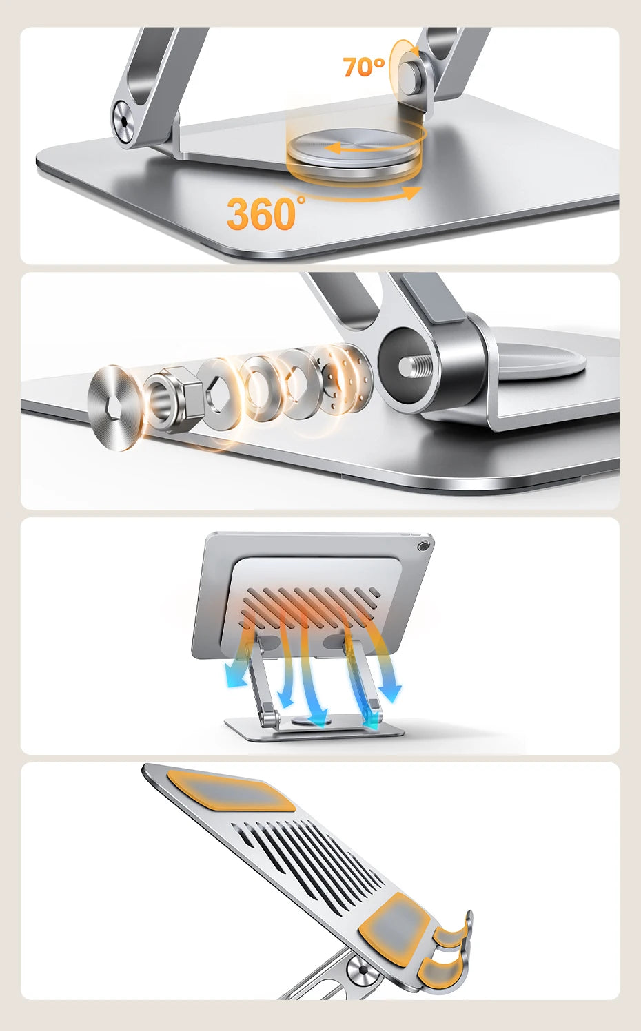 360° Rotating Aluminum Tablet and Phone Stand - 13