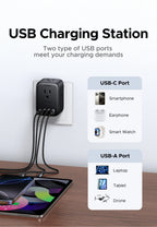 20W Outlet Extender with 4 AC Outlets and 4 USB Charging Ports
