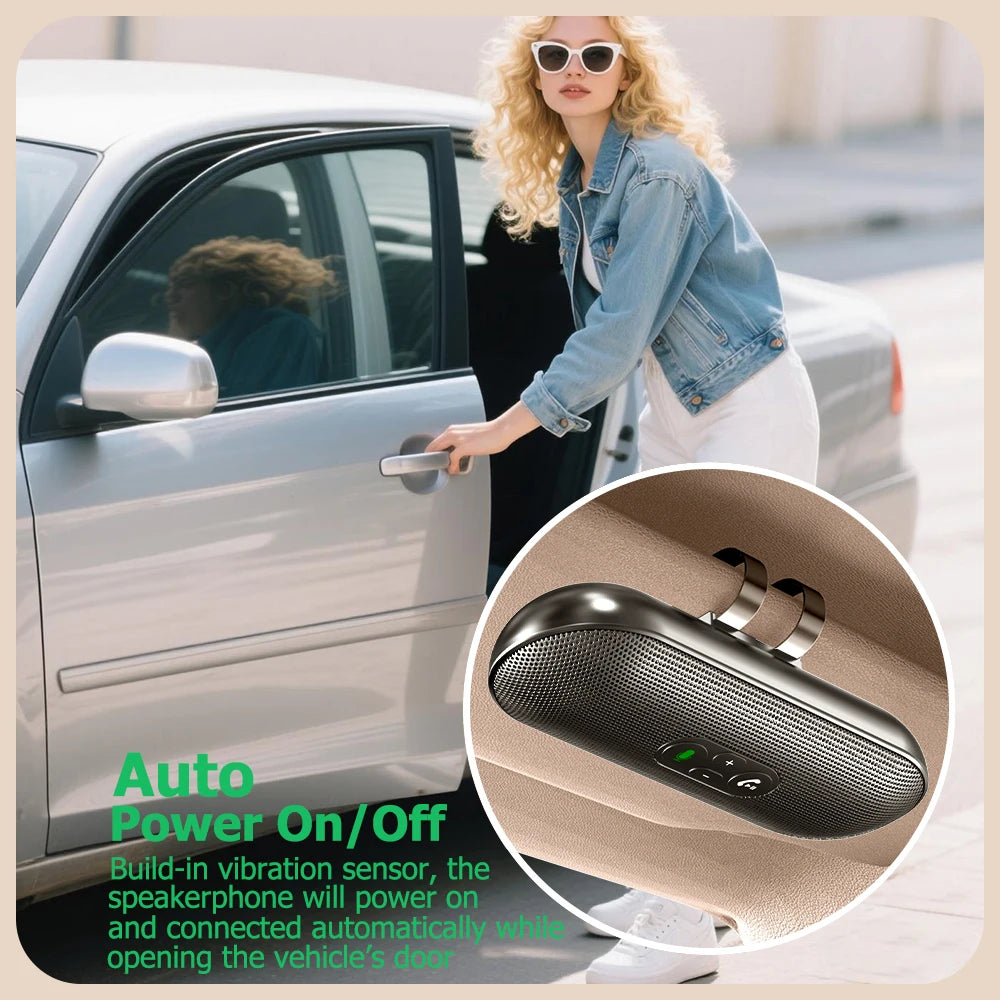 Bluetooth 5.4 Handsfree Car Kit Dual 3W Speakerphone Sun Visor Mount