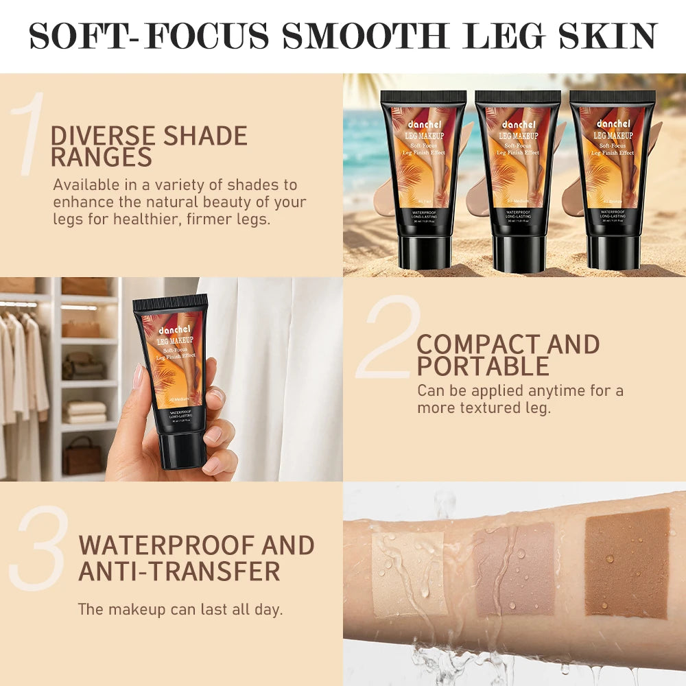 Waterproof Leg and Body Foundation with Application Glove