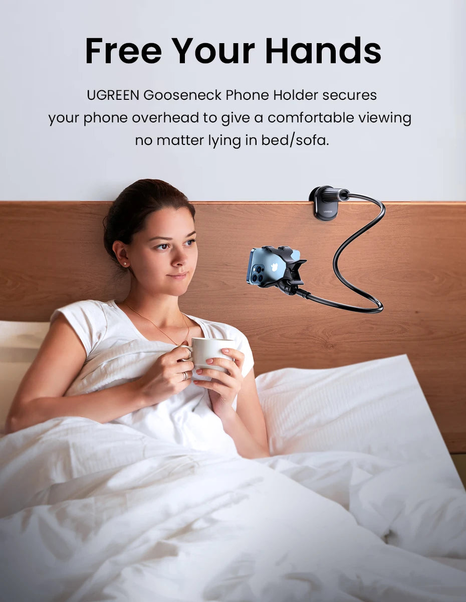 Flexible Gooseneck Phone Holder for Desk and Bed