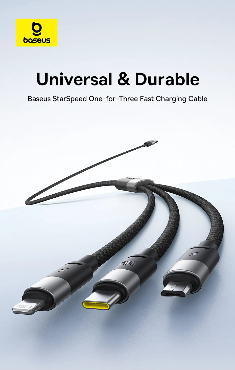 3-in-1 100W Fast Charging Cable for Phone and Laptop