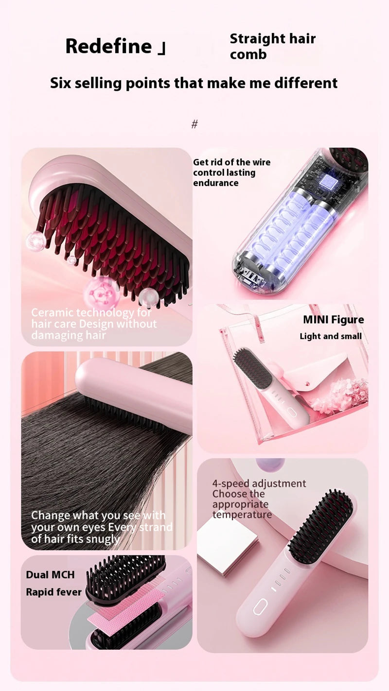 Fast Heating Cordless Hair Straightening Brush