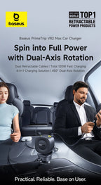 4-Port Fast Car Charger with Retractable Cables