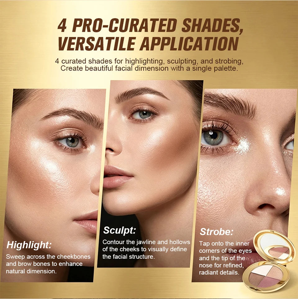 4-Color Highlighting and Contouring Face Makeup Palette - 10