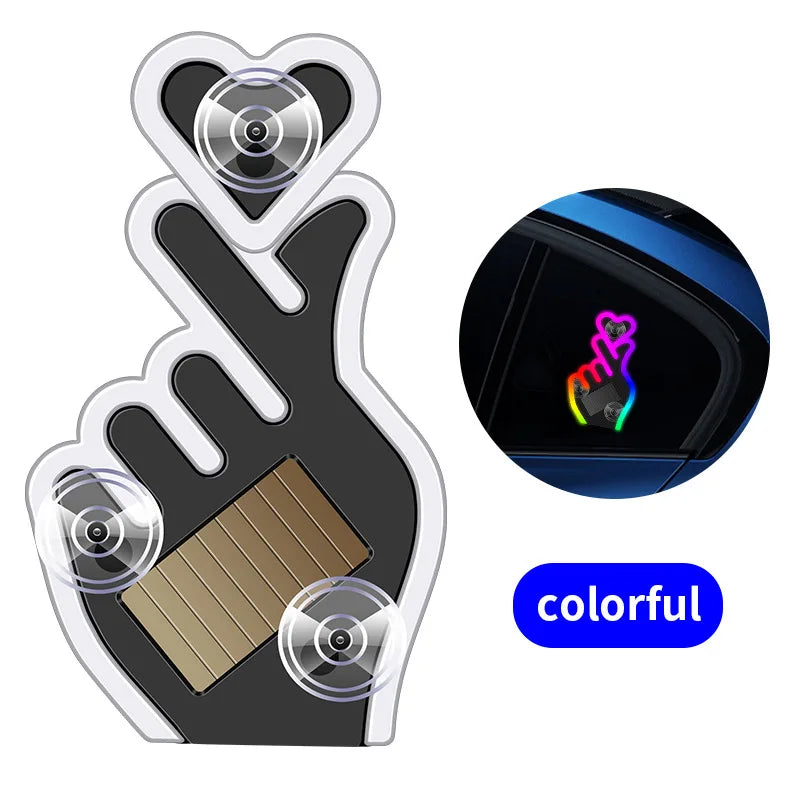 Solar USB Heart Neon LED Car Window Atmosphere Light with Sensors