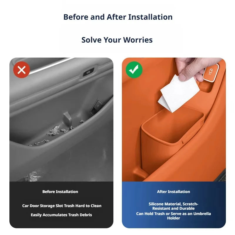 Silicone Car Door Trash Can and Umbrella Holder Organizer