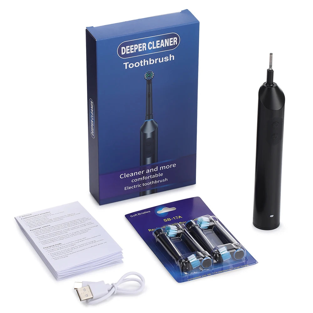 Rechargeable Electric Toothbrush with 5 Modes and 4 Brush Heads