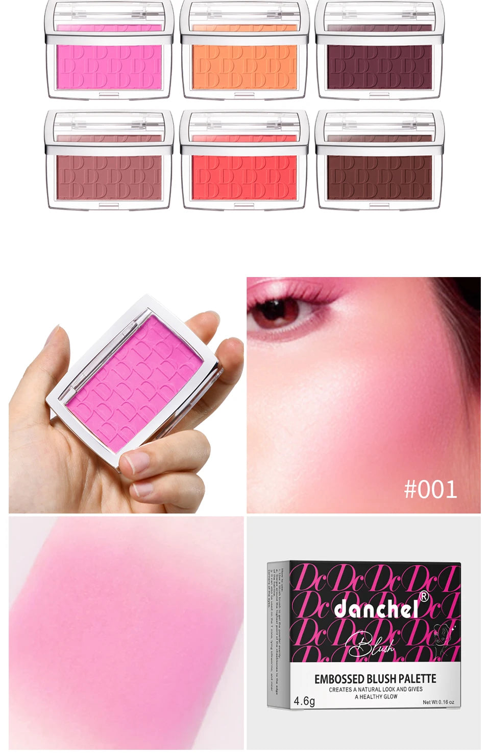 Matte Embossed Powder Blush Palette for Natural Cheek Color - 12