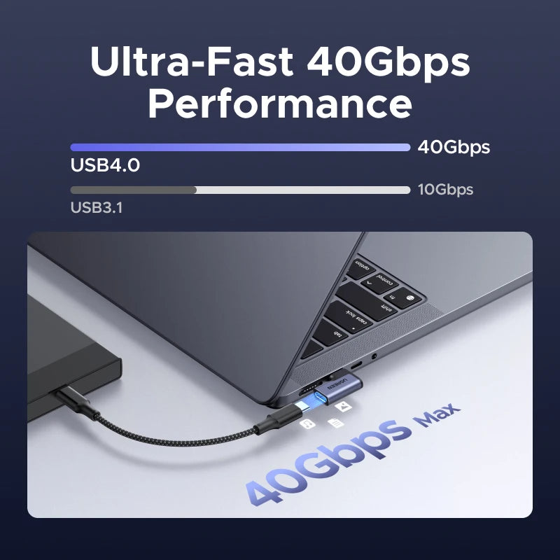 90-Degree USB-C Male to Female Adapter 240W 40Gbps