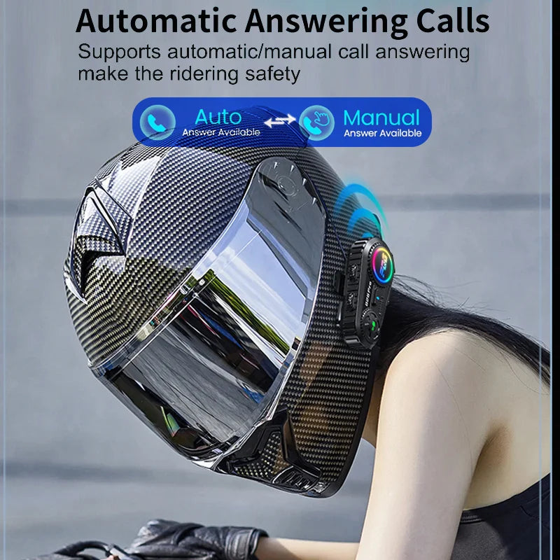 Bluetooth 6.0 Motorcycle Helmet Intercom Headset