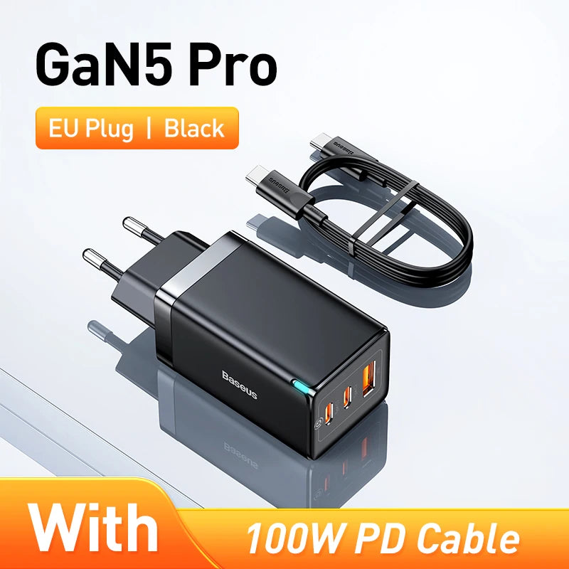 65W GaN Fast Charger with Dual Type-C and USB Ports - 35