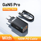 65W GaN Fast Charger with Dual Type-C and USB Ports