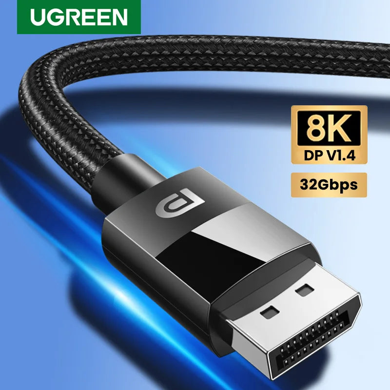 8K DisplayPort 1.4 Cable 32.4Gbps for Gaming Monitors and PCs
