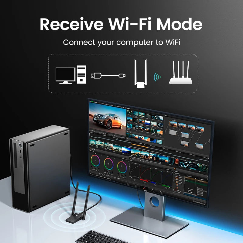 AX1800 Wi-Fi 6 USB 3.0 Dual-Band Wireless Adapter for PC and Laptop