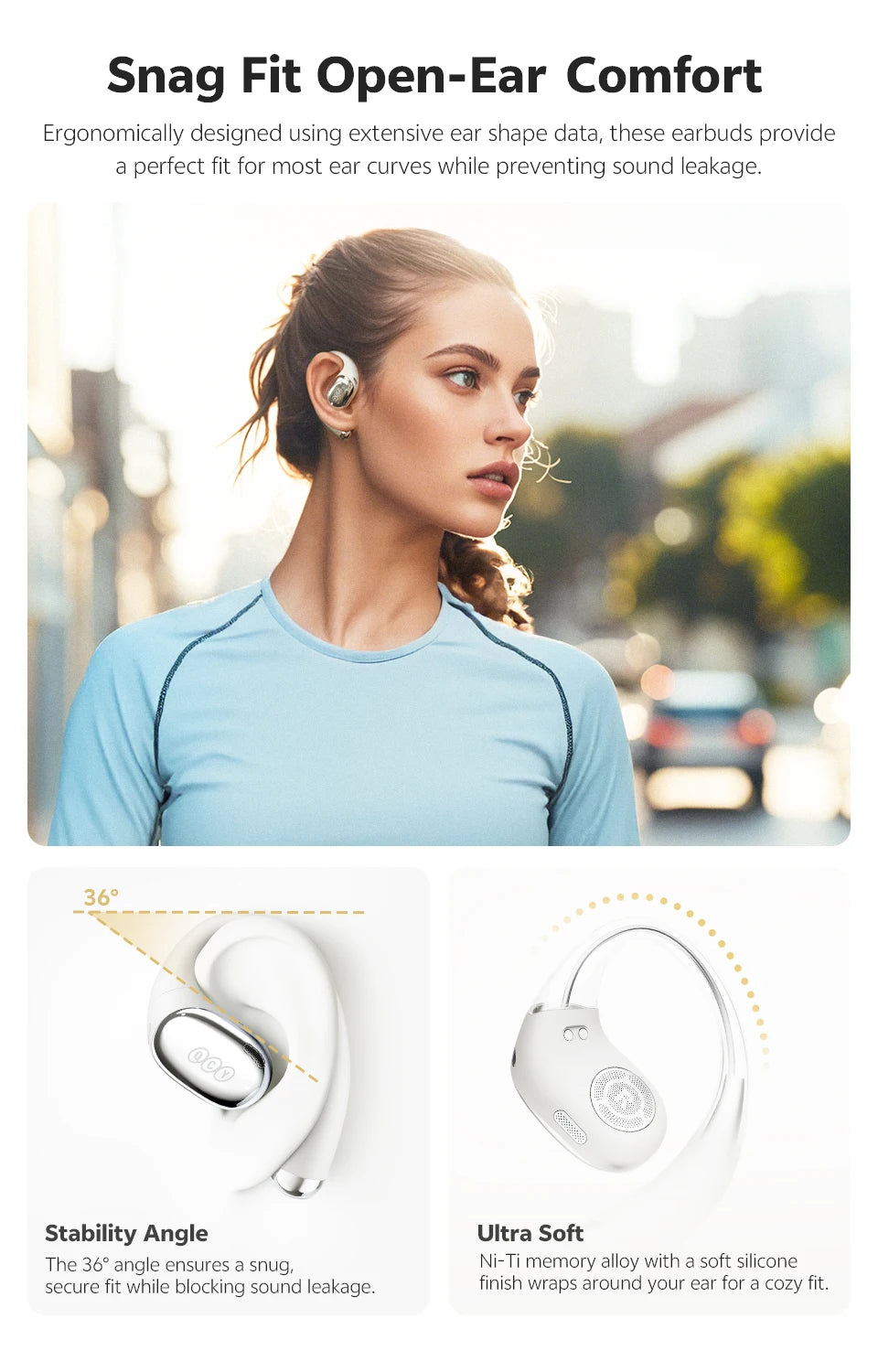 Open-Ear Wireless Sport Headphones with 52-Hour Battery Life