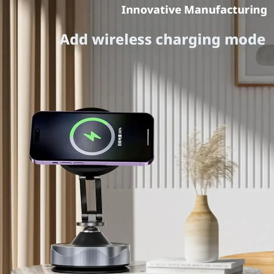 15W Magnetic Wireless Car Charger and Suction Phone Mount