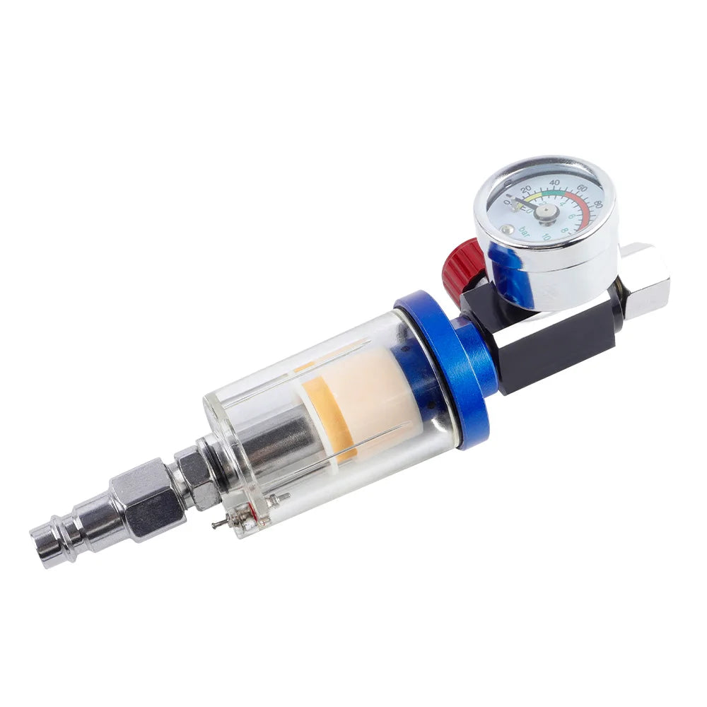 1/4" Air Pressure Regulator and Water Trap Filter for Spray Guns - 4