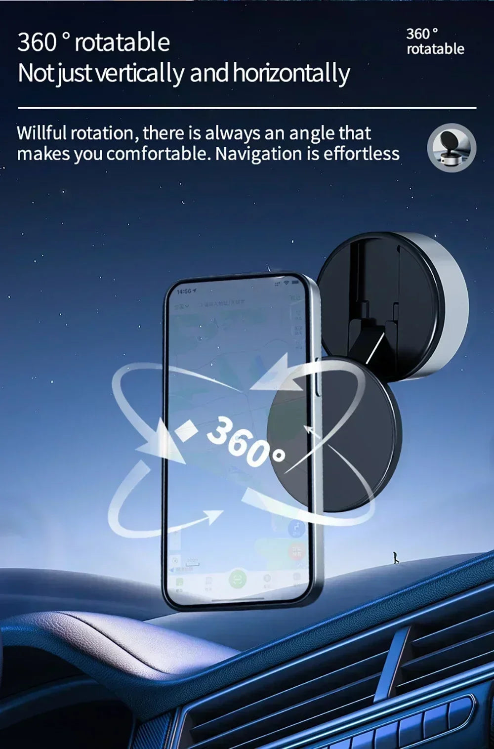 Foldable Magnetic Vacuum Car Phone Holder 360 Degree Adjustable Mount