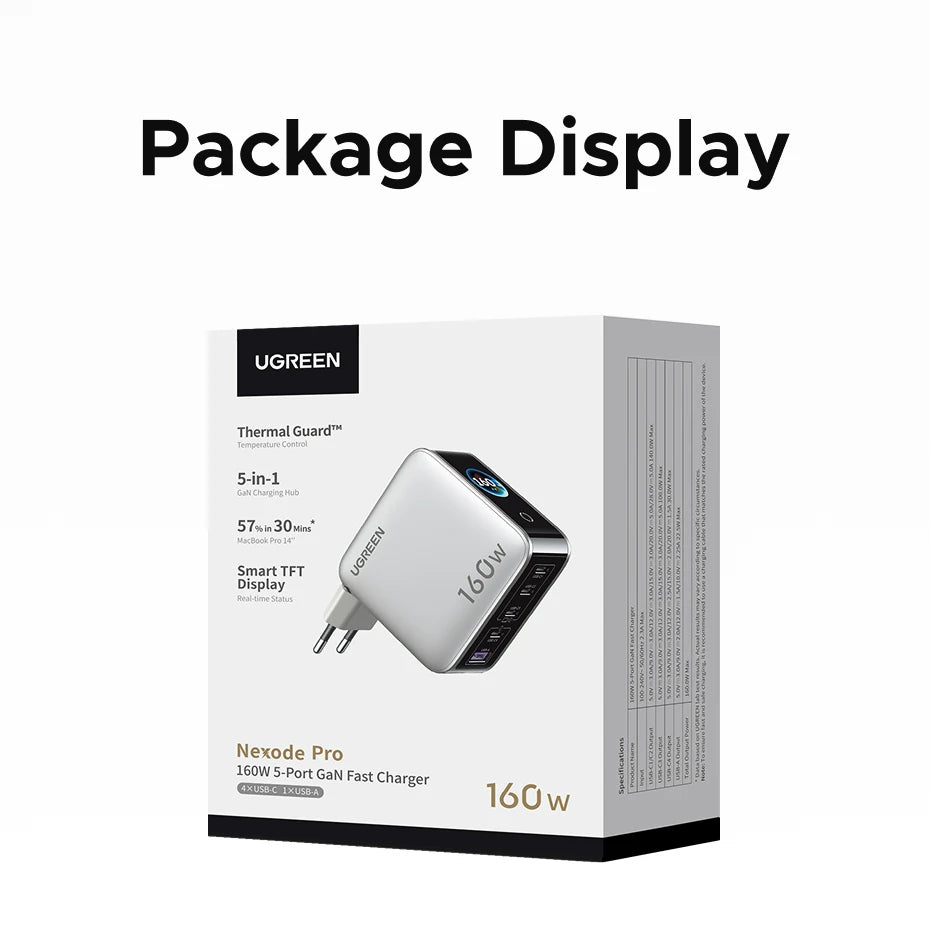 160W GaN Fast Charger with Digital Power Display - 24