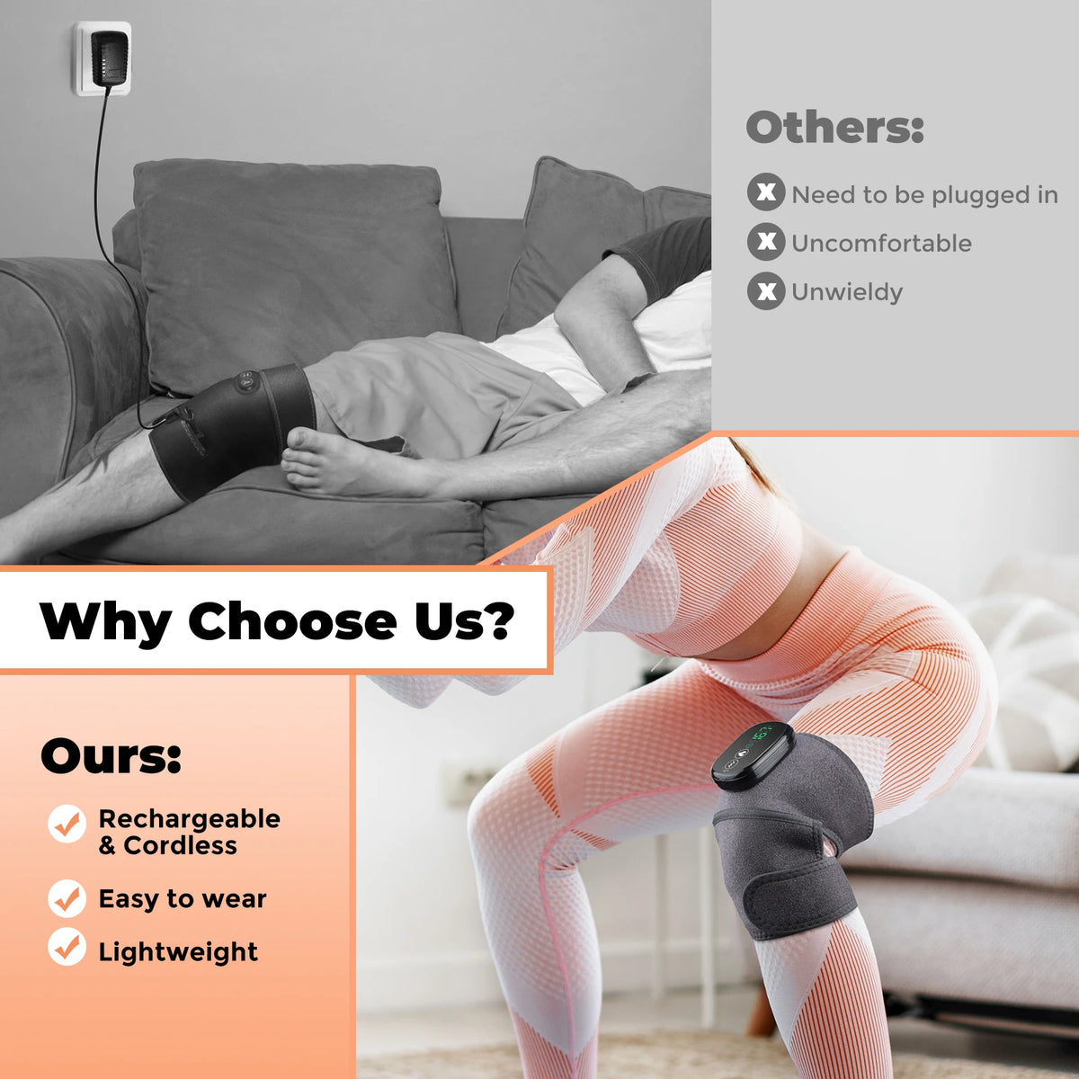 Heated Vibration Knee Massager for Joint Pain Relief