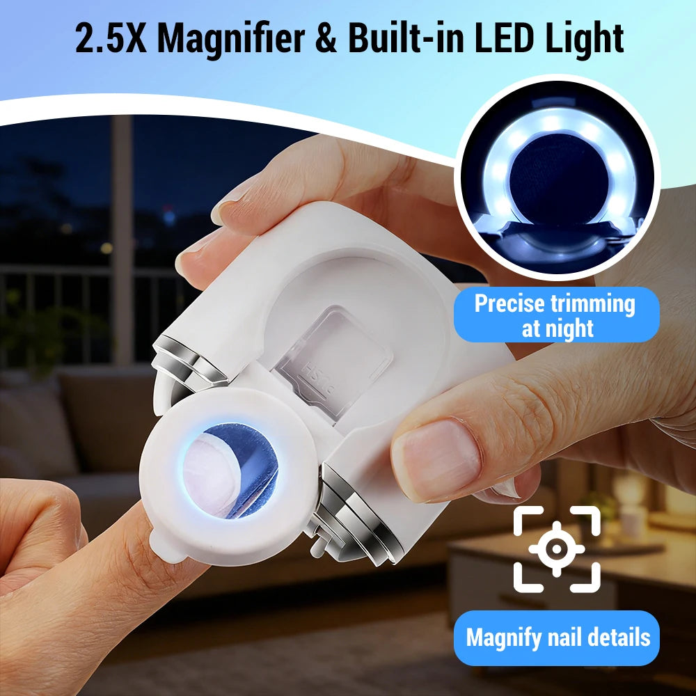 Electric Automatic Nail Clipper with Magnifier and LED Light - 3