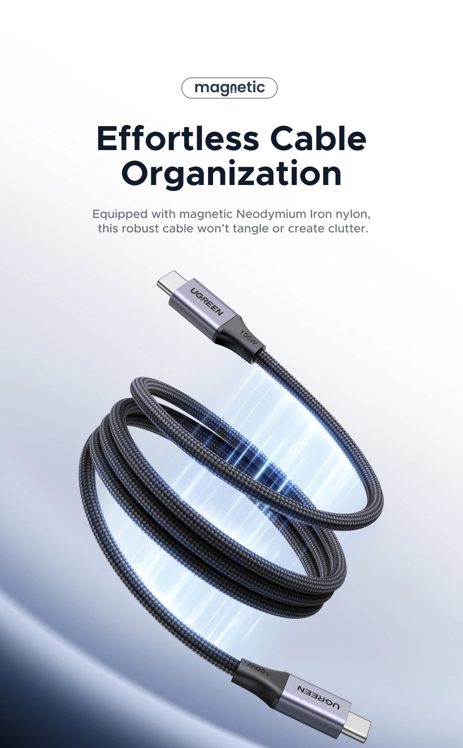 100W Magnetic USB-C to USB-C Fast Charging Data Cable - 7