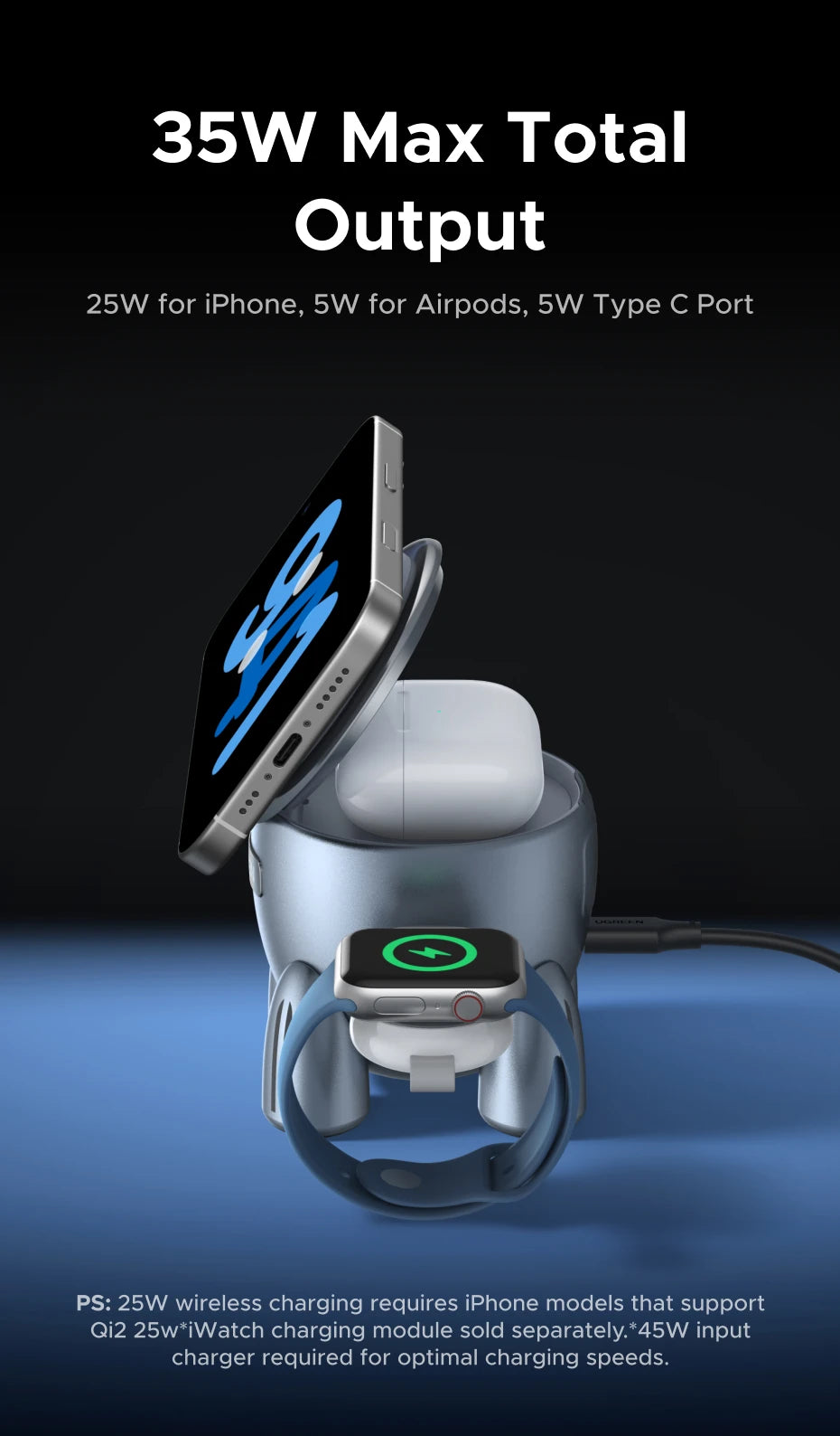 2-in-1 Qi2 Magnetic Wireless Charger for Phones and Earbuds