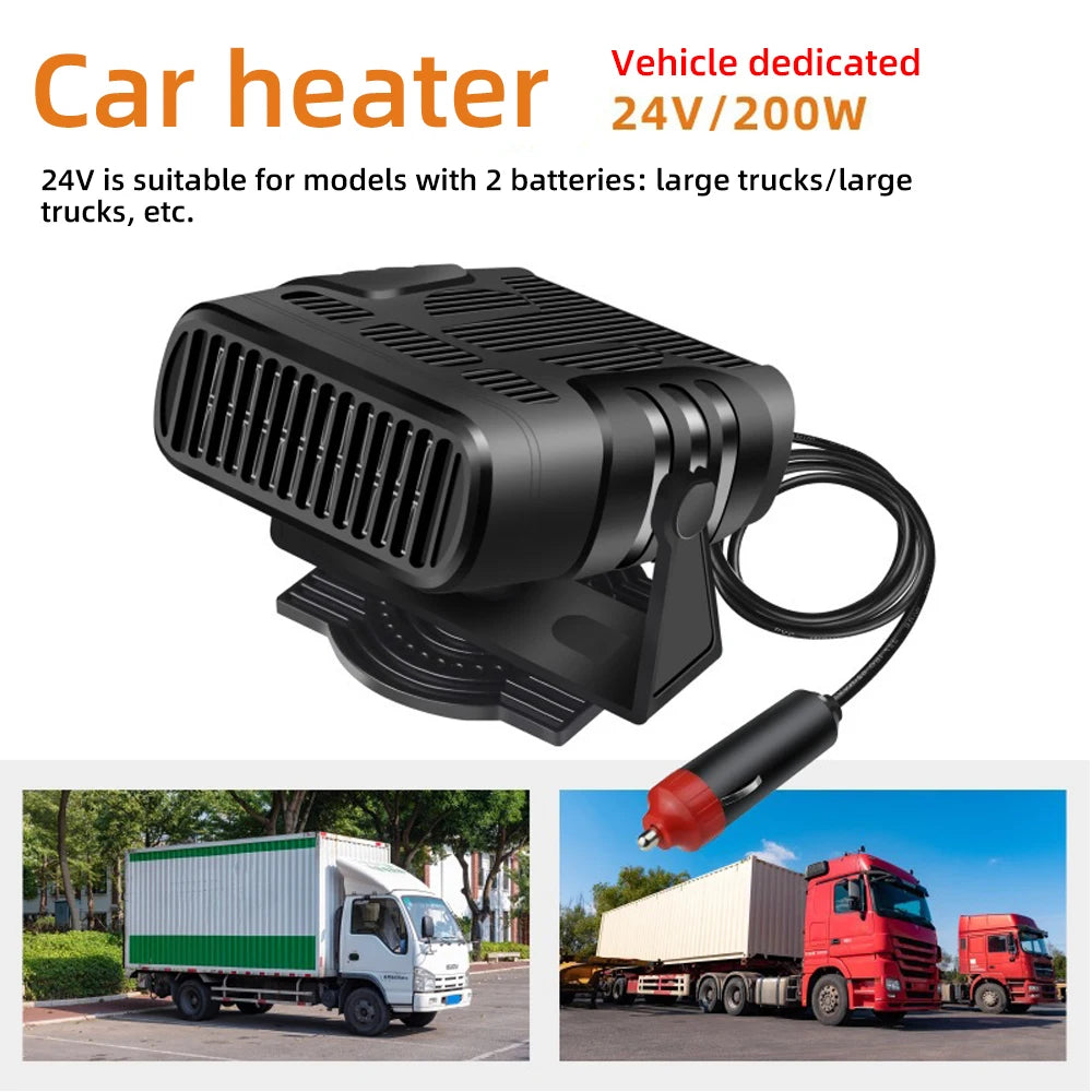 12V 120W and 24V 200W 2-in-1 Car Heater and Cooling Fan Defroster