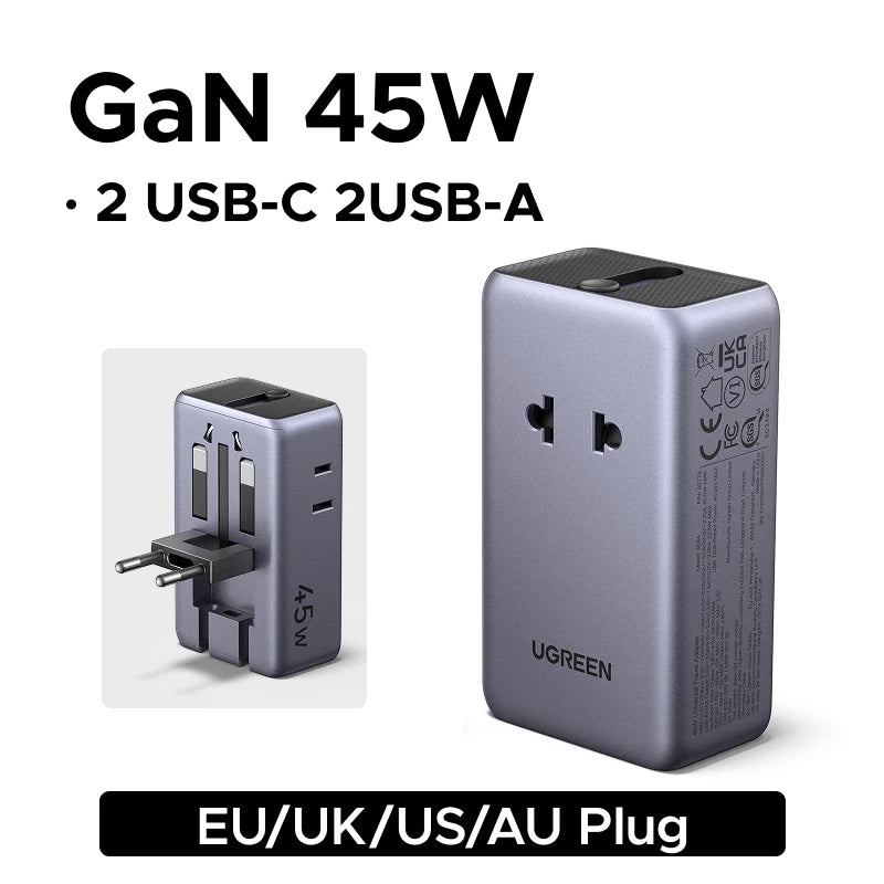 45W GaN Universal Travel Adapter with Multi-Port Fast Charging - 22