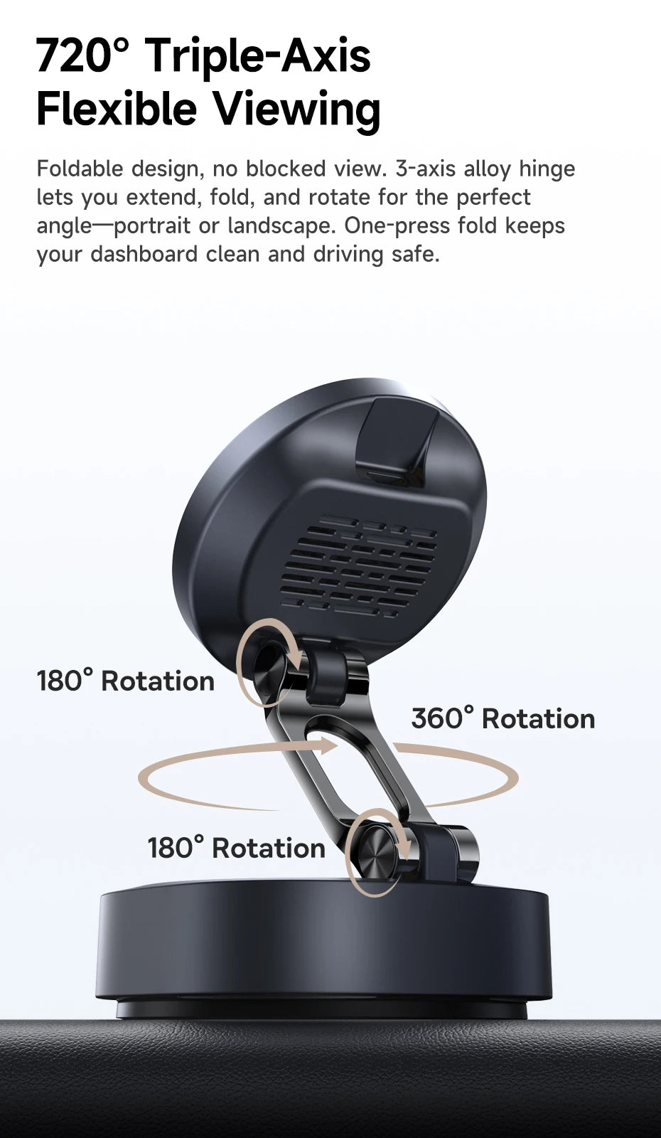Magnetic Wireless Charging Car Mount with Vacuum Suction
