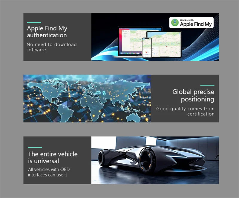OBD GPS Real-Time Vehicle Tracker for Apple Find My