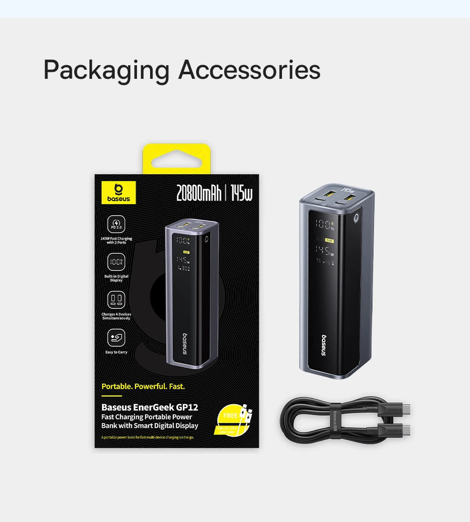 145W Fast Charging Portable Power Bank 20800mAh