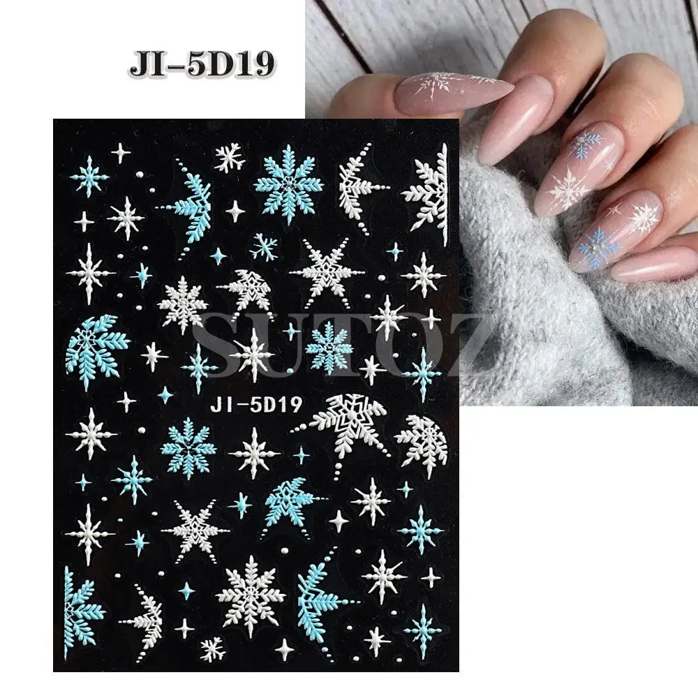 5D Embossed Christmas Nail Art Stickers - 23