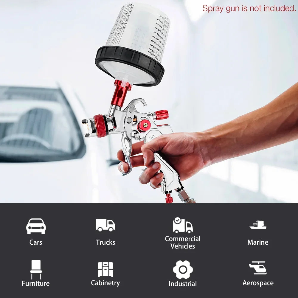 600ml Disposable Paint Sprayer Mixing Cup and Lid System - 8