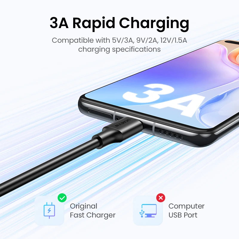 USB-A to USB-C 3A Fast Charging and Data Sync Cable