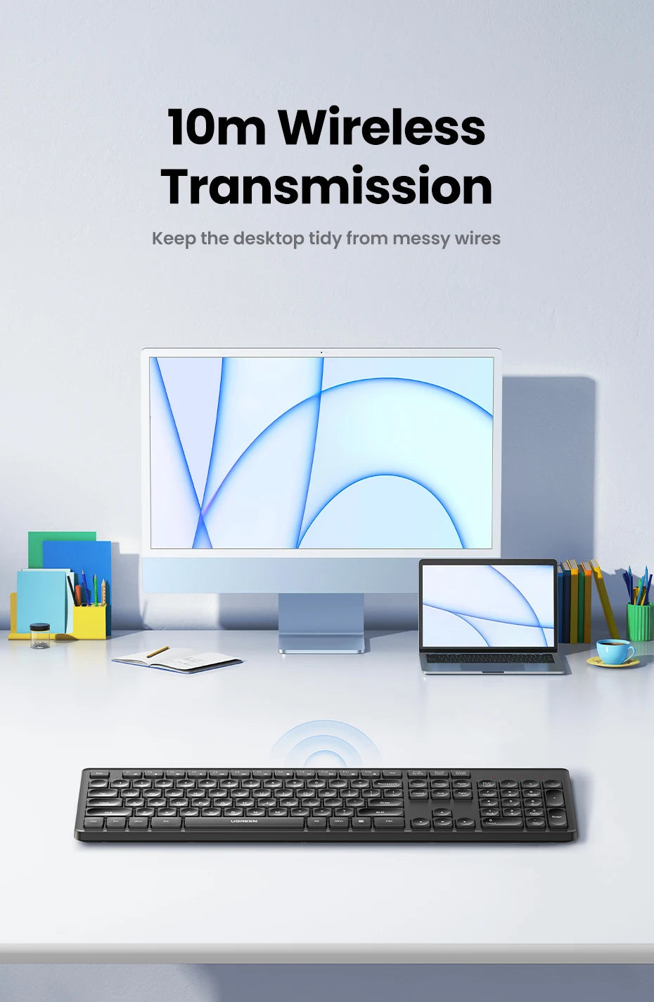 Wireless 2.4GHz Full-Size Computer Keyboard for Laptop and Desktop - 13