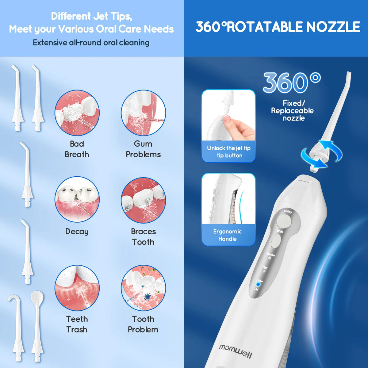 Portable Electric Water Flosser and Teeth Whitening Kit