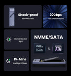 Dual Protocol M.2 NVMe and SATA SSD External Enclosure 20Gbps