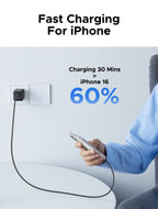 45W GaN Fast Wall Charger with Dual USB-C and USB-A Ports