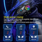 Bluetooth 6.0 Motorcycle Helmet Intercom Headset with FM Radio 500m
